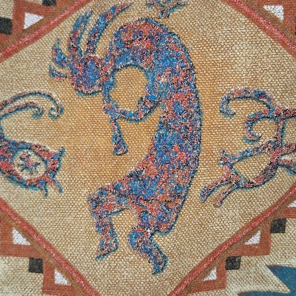 Vintage Retro VTG Boho Bohemian Southwestern Kokopelli Canvas Tote Bag Large